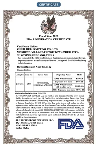 Cubrebocas Mascarilla KN95 con Nanotecnolog?a Molecular y Certificaci?n FDA NIOSH contra Part?culas, 20 Piezas, Presentaci?n puede variar